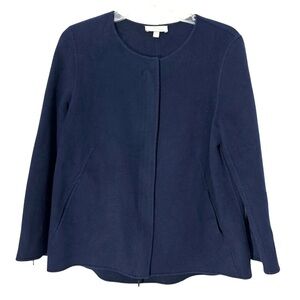 Kinross Cashmere Wool Cashmere Womens Full Zip Jacket Blue Large